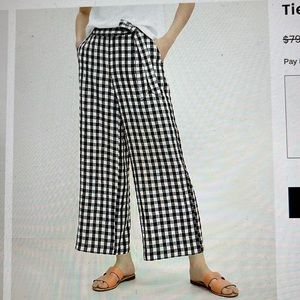 Loft Tie Waist Fluid Leg Crop Pants in Gingham